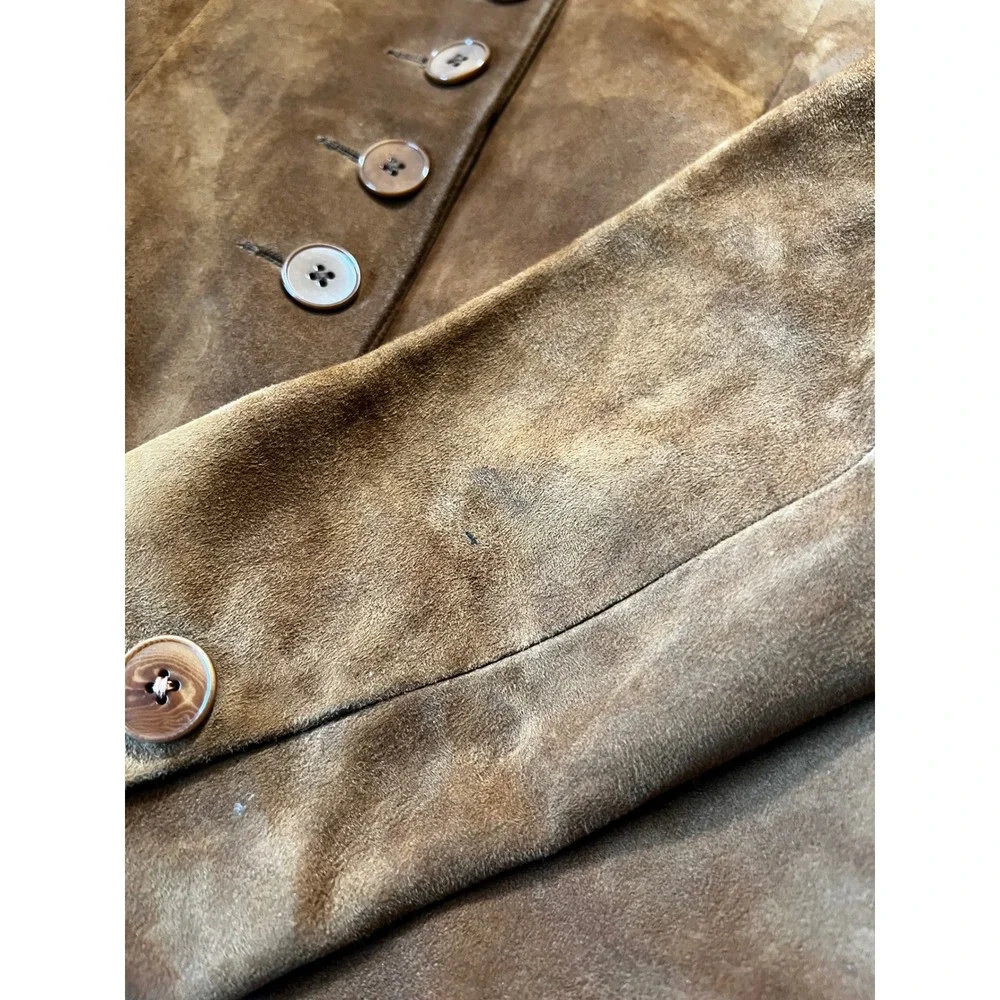 Ralph Lauren Suede Leather Blazer Jacket Women's 10 Brown Label Black Vintage - Picture 7 of 13